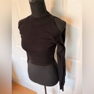 Rehab Crop Black Women's Sweater with arm detailing